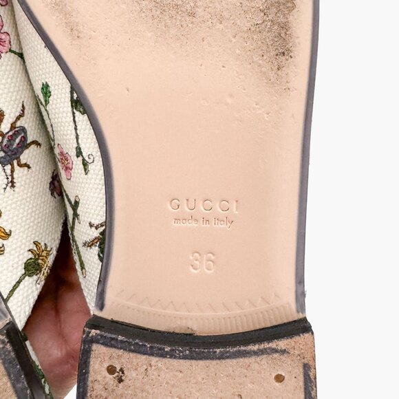 Gucci Princetown Horsebit Loafer Mule EU 36 US 6 White Multicolor Floral Canvas - Picture 11 of 12